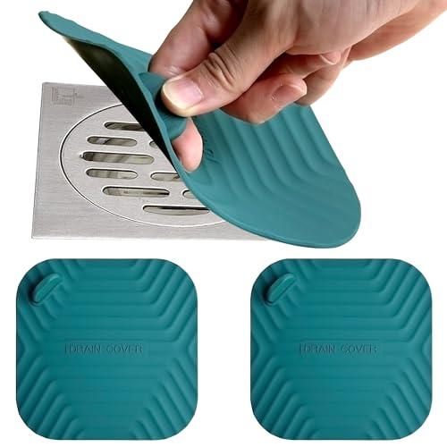シャワー排水カバー浴槽ストッパー、2個 下水道防臭マット 消臭 排水プラグ キッチン、 ブラックグリ...