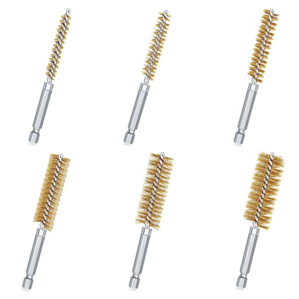 SANJAOYEE 真鍮ブラシ ワイヤーブラシ 六角軸 6個入り（8MM、10MM、12MM、15M...