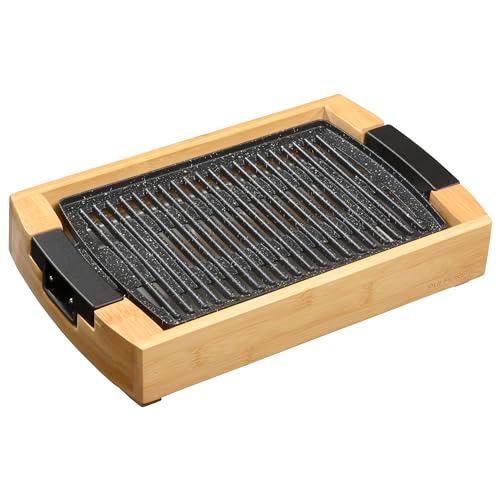 PULMORE ホットプレート 焼肉 コンパクトプレート ミニグリルプレート 竹 おしゃれ オーム電...