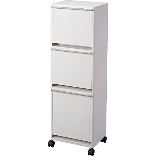 アスベル フタ付きゴミ箱 ワゴンワイド3段 省スペース 43L 白 小物入れに使える A6600