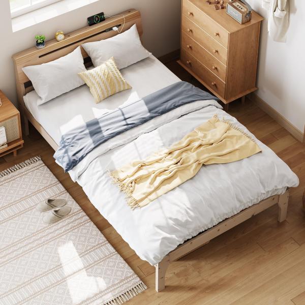 WLIVE ベッド ベッドフレーム ベッド フレーム すのこベッド セミダブルベッド コンセント付き...