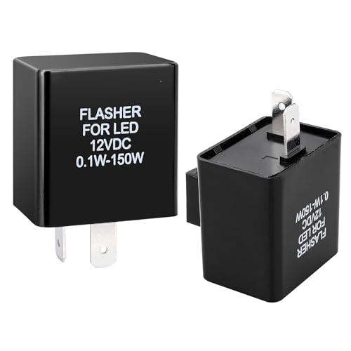 Weasch 自動電子ウィンカーフラッシャーリレー 2個パック 12VDC 0.1W-150W 2ピ...