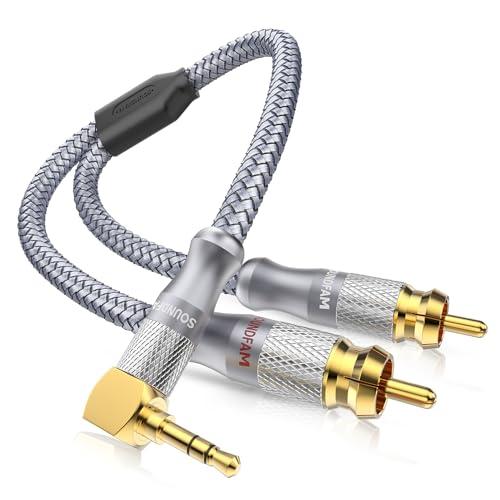 【互換品】 RCA 3.5mm の転換の音声ケーブルSOUNDFAM 90 度 3.5mm への 2...