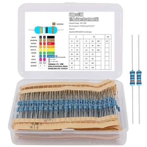 抵抗 セット 抵抗器 金属皮膜抵抗器 抵抗器キット 電子構造 基本部品 1R-1M 抵抗器 定格電力...