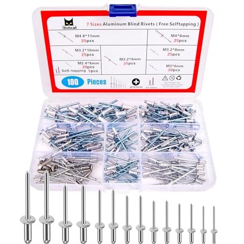 Richcat ブラインドリベット アルミニウム 耐圧 耐食 M2.4 M3.0 M3.2 M4 M...