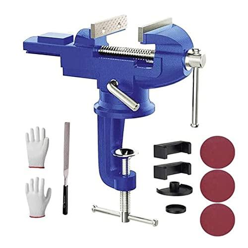 最大開口75mm 小型卓上万力 360°回転盤付き ベンチバイス クランプ 鋳鋼製 鋳鉄ではありませ...