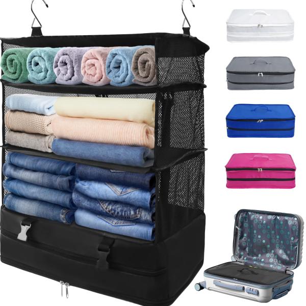 Caroeas 吊り下げ収納 クローゼット 4段 衣類収納ラック 帽子 衣類収納 旅行 出張 クロー...