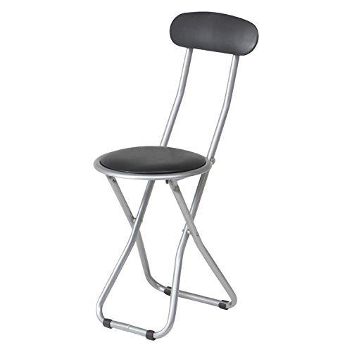 不二貿易 チェア パイプチェアー 幅30×奥行46×高さ77cm ブラック 合成皮革 VPC 折りた...