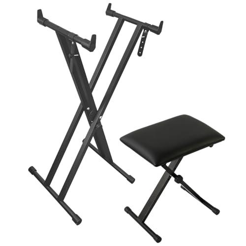 改良バージョン Longeye 電子ピアノスタンド 椅子 セット キーボード ピアノ スタンド ベン...