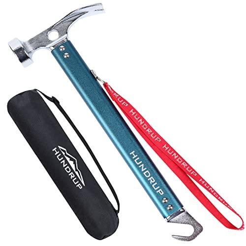 HUNDRUP ペグハンマー 軽量 キャンプハンマー ３in1多機能 抜く/打つ/掘る 高炭素鋼製 ...