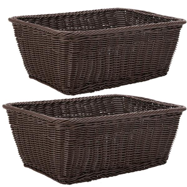 SAKE 2個組 ブラウン色 Ｌ-Plusサイズ PP（ポリプロピレン） かご バスケット 収納 耐...