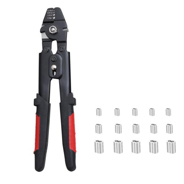 ibubu 圧着ペンチ ワイヤークランプカッター ワイヤーストリッパー ワイヤーロープカッター アル...