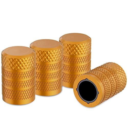 CK Auto タイヤエアバルブ キャップ イェロー ４個セット 車バイク ドレスアップパーツ 軽量...