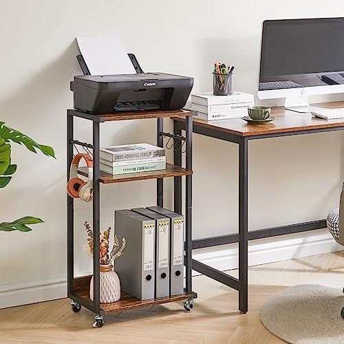 YMYNY プリンター台 プリンタラック キャスター付き デスク サイドワゴン モバイルプリンタスタ...