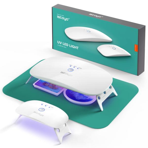 ISTOYO レジン用 UVライト 48W 大型 2波長 UVレジンライト ポータブル UVランプ ...