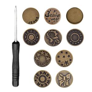 HappyHome ボタン ジーンズ デニム 交換 リメイク用 10個セット 簡単取付け ネジ式 DIY ジーパン直し 裁縫 手芸