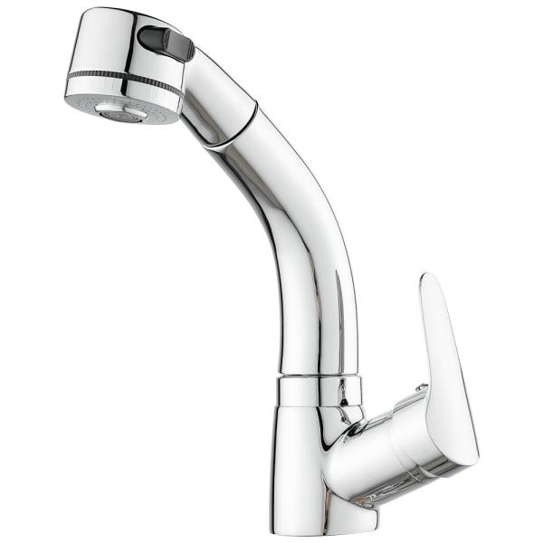 Maynosi 洗面水栓 洗面用混合栓 洗面台蛇口 台付き1穴 シングルレバー混合水栓 ホース引き出...