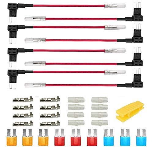 KILIGEN 8個12V 24V Micro 2 回路ヒューズタップ キット、ワイヤーハーネス付き...