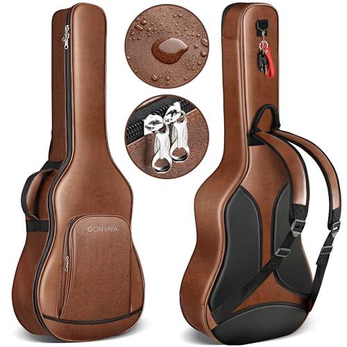 CAHAYA アコースティックギターケース 15mm厚手パッド ハニカムメッシュの通気システム ネッ...