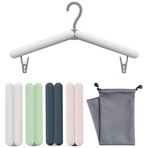 Sazfli 折りたたみ旅行ハンガー4個セット ? 収納ポーチ付きABS軽量
