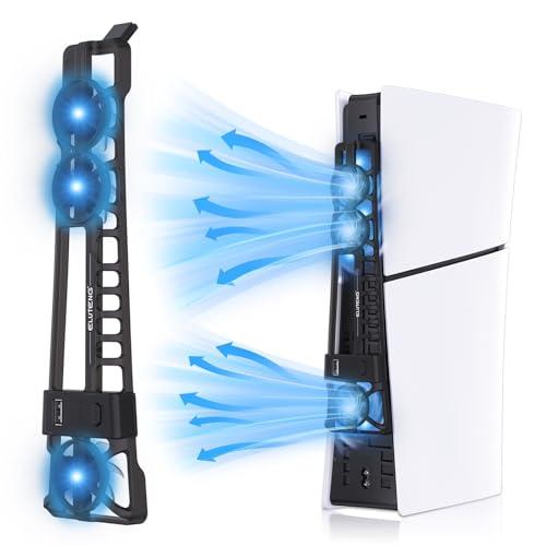 ELUTENG PS5 Slim用 冷却ファン 自動温度検出 PS5スリム 冷却ファン LEDライト...