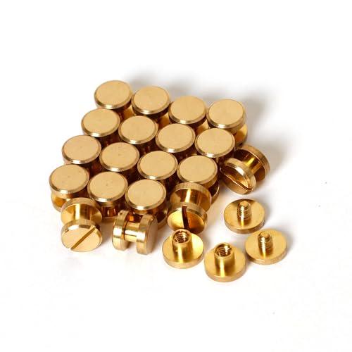シカゴスクリュー 20個入り 8×4×3mm 真鍮組ネジ コンチョ バッグ ベルト 底びょう リベッ...