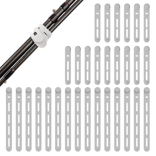 釣り竿固定用シリコンバンド 30本組 超伸縮5-20インチ 竿傷防止 軽量コンパクト収納 グレー -...