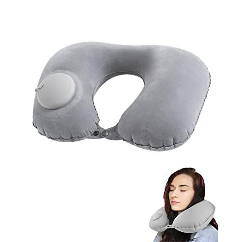 YFFSFDC ネックピロー U型まくら 携帯枕 首枕 手動プレス式膨らませる 旅行用 空気枕 エア...