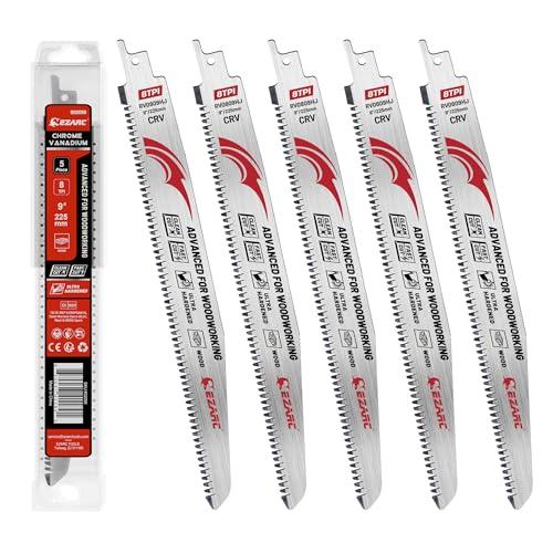 EZARCイザーク レシプロソー替刃 木工用 全長225mm 8山 綺麗 高速切断 クロムバナジウム...