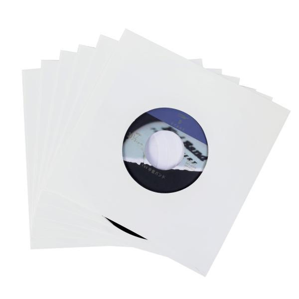 7寸レコード保護袋 EP用内袋 開口式 20枚 紙製 丸い穴 ジャケットスリーブ 滑らかなエッジ M...