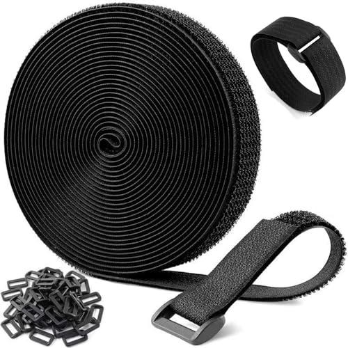 LWMINGALG マジック結束バンド 長さ6ｍ*幅2.5cm 30個バックル付き 面ファスナー固定...