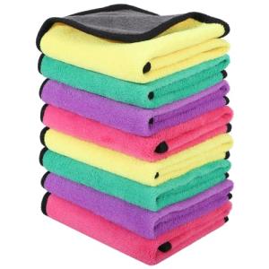 ANAMO 洗車タオル 8枚入り マイクロファイバー 洗車 柔らかい 速乾 吸水 30×40cm