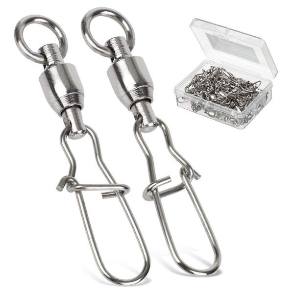 AMYSPORTS 高強度 ステンレス スイベル 耐腐食 海釣り 釣り道具 ルアー スナップ ボール...