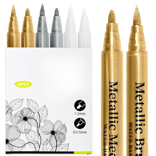 白ペン ホワイトマーカー 2種類のペン先 耐水インク/速乾/0.5~5mm線幅 アクリル白筆ペン 名...