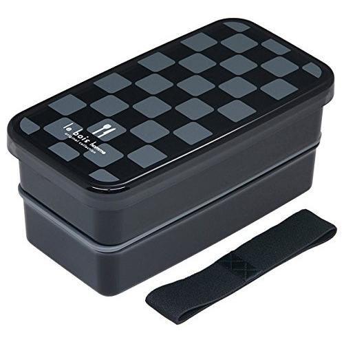 小森樹脂 ルボアオム 角2段ランチボックス 900ml ブラック