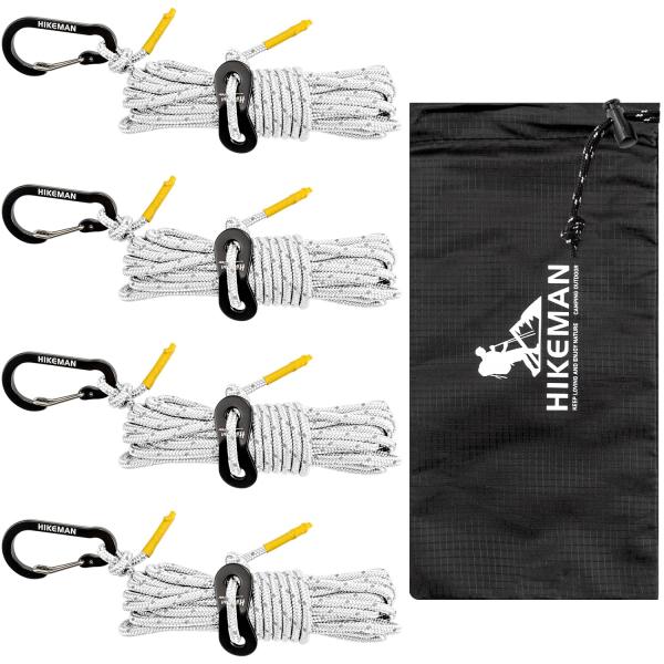 ガイロープ タープロープ テントロープ キャンプ ロープ カラビナ付き ロープ 100%ナイロン製 ...