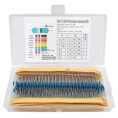抵抗器 金属皮膜抵抗器 抵抗 セット 電子工作の基本部品 10R-1M抵抗 定格1/4W 30種各2...