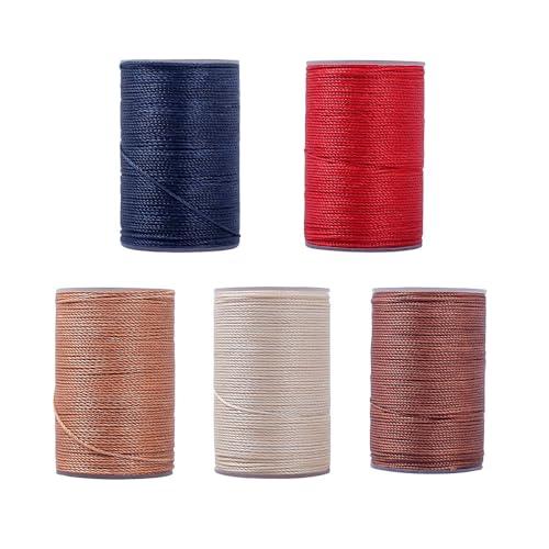 蝋引き糸 ロウビキ ワックスコード 蝋引き紐 極細 0.45mm 80M 5色セットレザークラフト工...