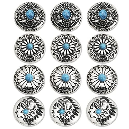 HappyHome コンチョ ボタン 12個セット ターコイズ ネジ式 インディアン 30mm レザ...