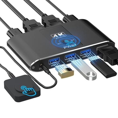 KVMスイッチ2台のPC接続可能 HDMI KVM切替器 2入力1出力 4K@60Hz解像度対応 U...