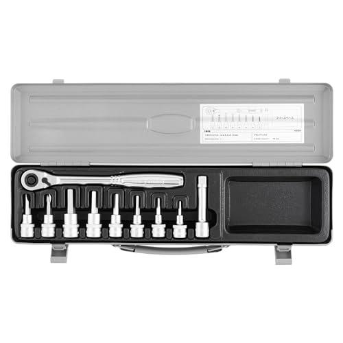 トネTONE ヘキサゴンソケットレンチセット H3082 差込角9.5mm3/8 シルバー 内容10...