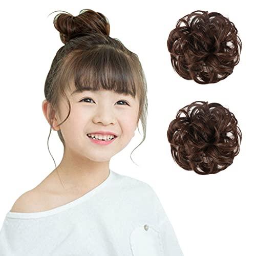 FESHFEN お団子ウィッグ シュシュ ウィッグ 2個入り つけ毛 キッズ シニヨン 七五三 浴衣...