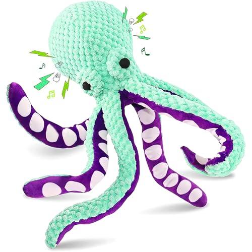 TRAVEYO 犬 おもちゃ ぬいぐるみ 大型犬 音が出る おもちゃ 丈夫なタコぬいぐるみ 32cm...