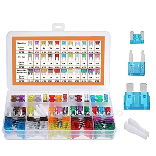 JOREST 180個カーヒューズキット、60個ミニ平型ヒューズ + 60個平型ヒューズ + 60個...