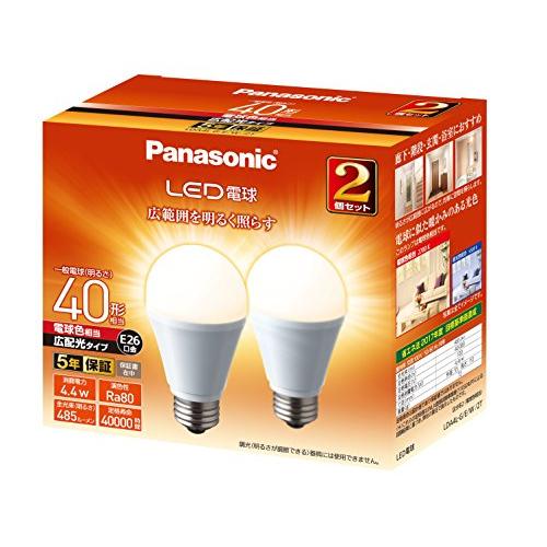 パナソニック LED電球 口金直径26mm 電球40W形相当 電球色相当4.4W 一般電球・広配光タ...