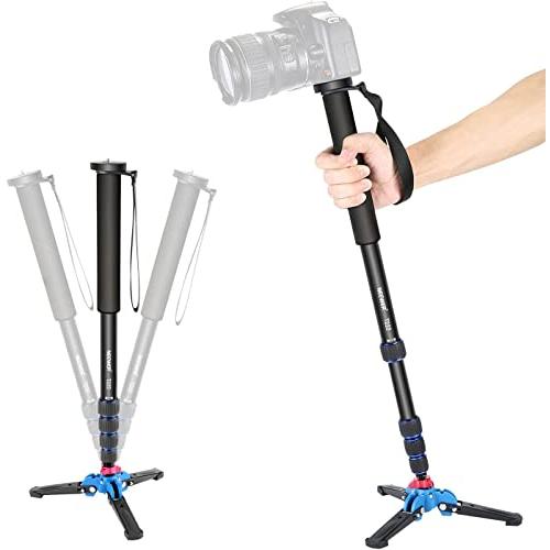NEEWER 伸縮式カメラ一脚 アルミ合金製 52-168cm 着脱式 折りたたみ式 便利 軽量 ト...