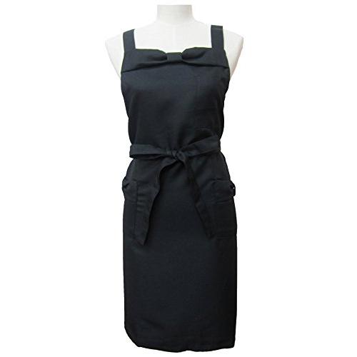 かわいい おしゃれ 女性用 リボン エプロン ブラック TO40