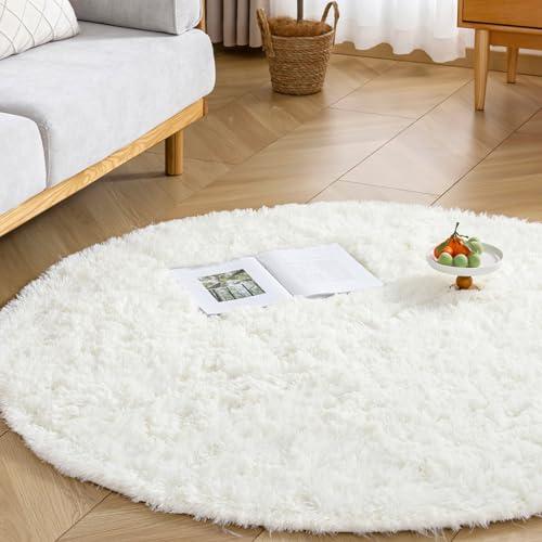 Keusnix ラグ カーペット ラグマット ふわふわ シャギーラグ 円形 絨毯 直径150cm 滑...
