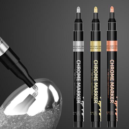 Elegirme 金銅銀メッキペン メッキ塗料 塗るだけでメッキ 1.0mm 3本セット 強い光沢感...