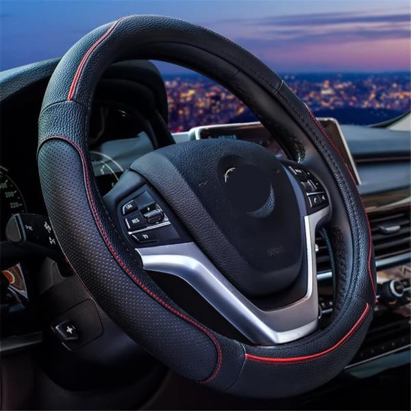 TATACLEA ハンドルカバー 軽自動車 乗用車 本革 O型 ステアリングカバー革 四季汎用 通気...